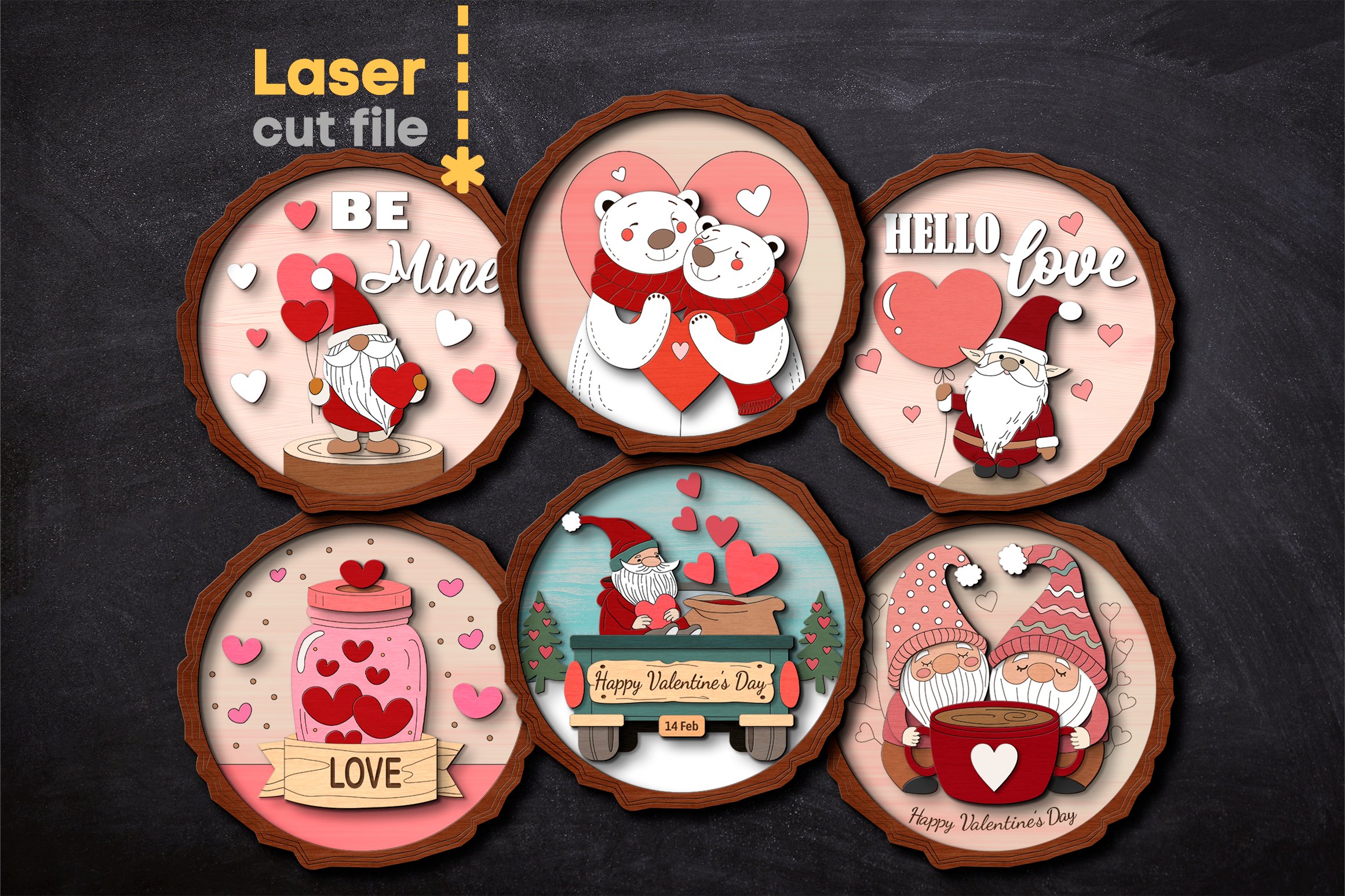 Valentines Day Bundle SVG laser cut files for Glowforge 2