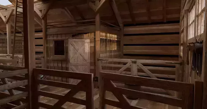Barn Inside with farm included 3D model 3