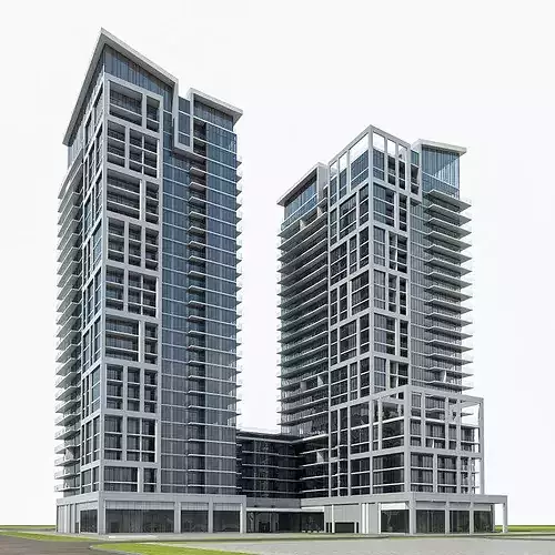 Residential Tower Complex 02 Low-poly 3D model