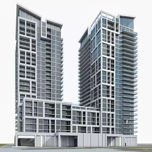 Residential Tower Complex 02 Low-poly 3D model 2