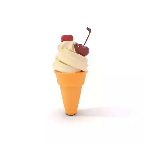 Cherry Vanilla Ice Cream Cone model pack Low-poly 3D model
