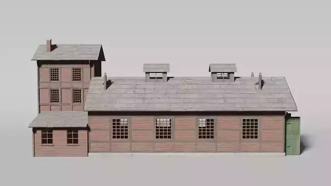 Old brick train shed 3D model