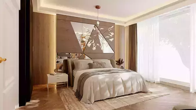 Photorealistic bedroom in native blend file by-VIZFROMBLENDER 3D model