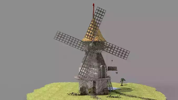 Medieval Windmill 3D model