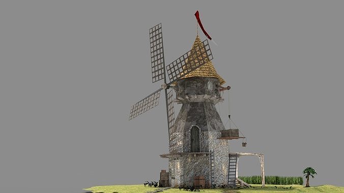 Medieval Windmill 3D model 2