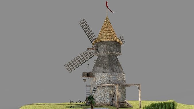Medieval Windmill 3D model 3