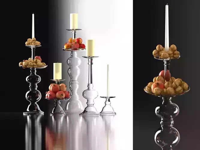 Addison Glass Candle Holders 3D model