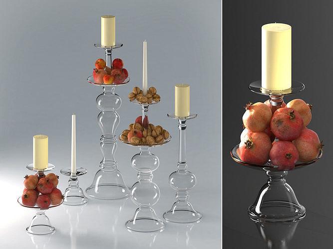Addison Glass Candle Holders 3D model 2