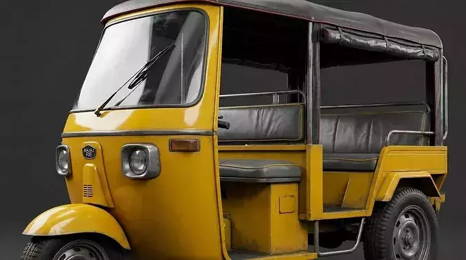 Yellow Auto Rickshaw Tuk Tuk 3D model