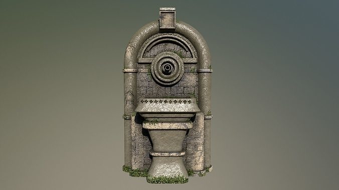 Ancient Wall Fountain Low-poly 3D model 2
