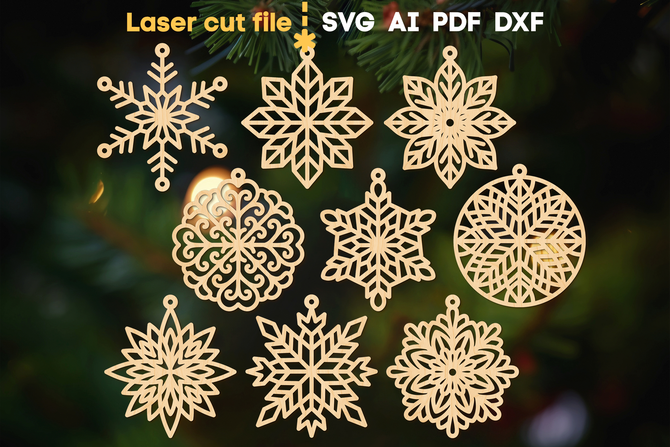 Christmas Tree Toys Bundle SVG laser cut file for Glowforge