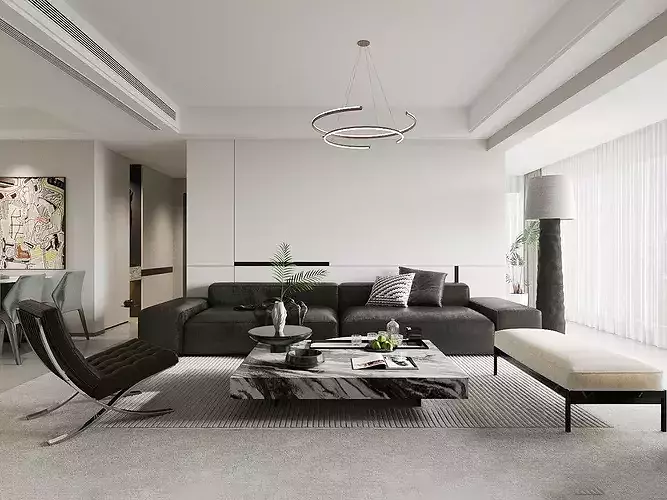 Italian-style living and dining room  3D model