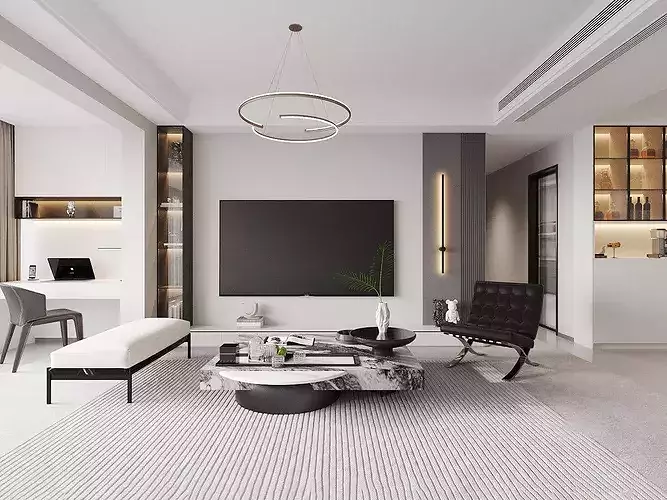 Italian-style living and dining room  3D model 2