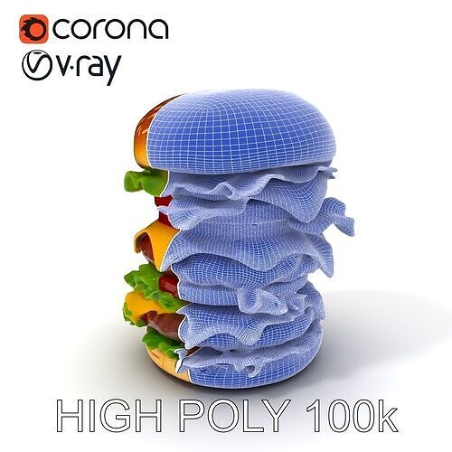 Double Cheeseburger Stack Model Pack Low-poly 3D model 3