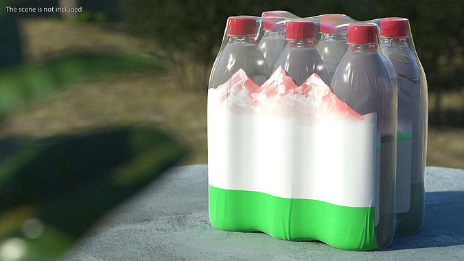 Mineral Water 1L Bottle Pack 3D model 3