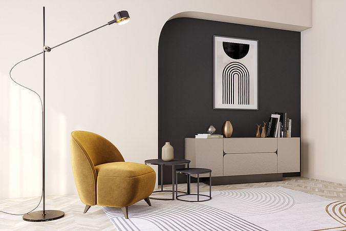 Interior scene living room 10 3D model 2