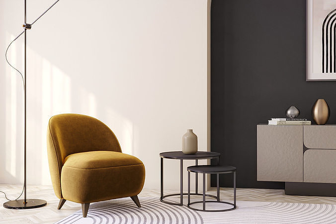 Interior scene living room 10 3D model 3