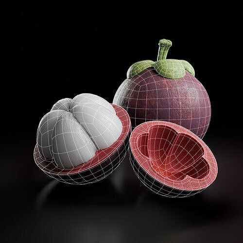 Mangosteen fruit 3D Model Low-poly 3D model 2