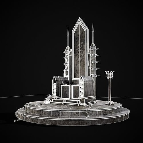 Gothic Crypt Stone Throne Low-poly 3D model 2