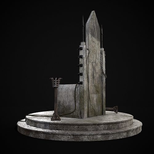 Gothic Crypt Stone Throne Low-poly 3D model 3