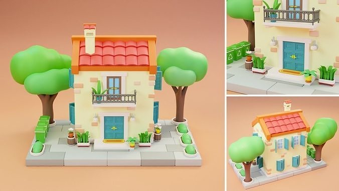 Cartoon City Islands Exteriors 2 Low-poly 3D model 2