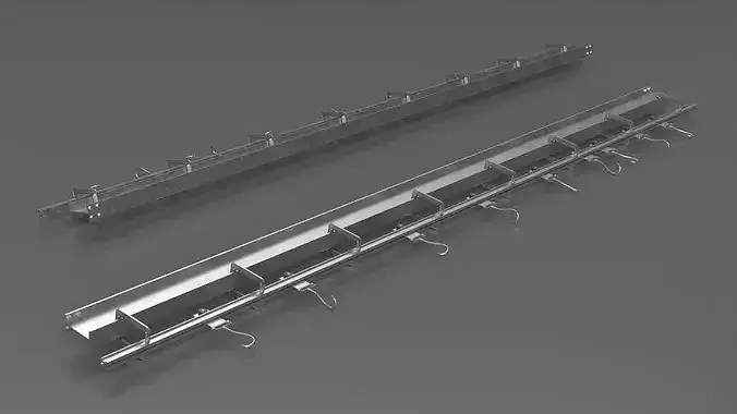 Overhead Meat Rail with Sliding Hooks 3D model 3