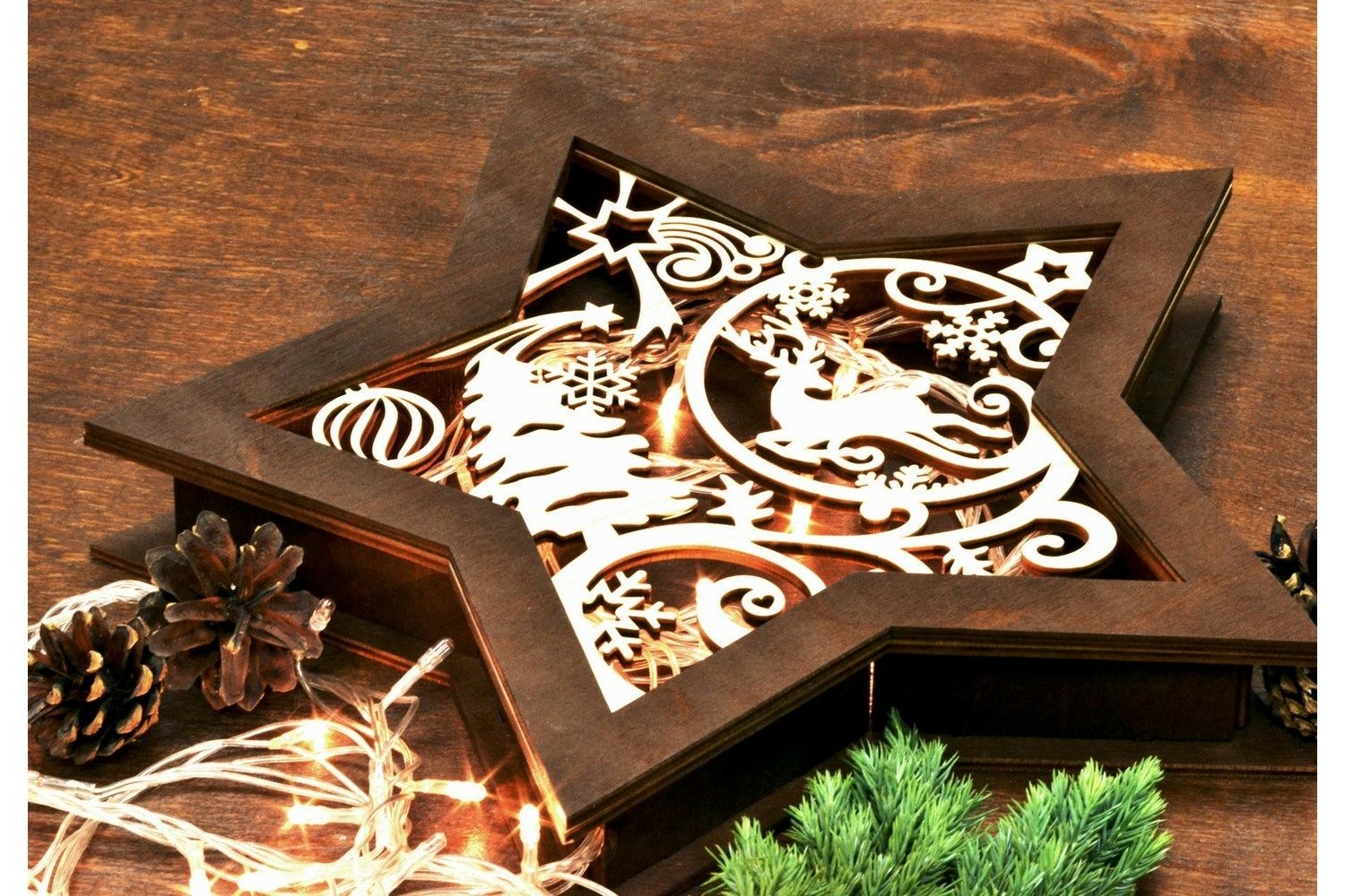 Christmas stars 10 pieces -Laser Cut Files - SVG-DXF-PDF-Ai 2
