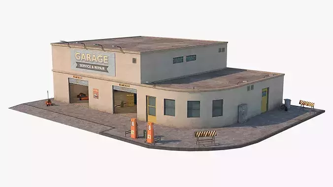 Car Repair Workshop Low-poly 3D model