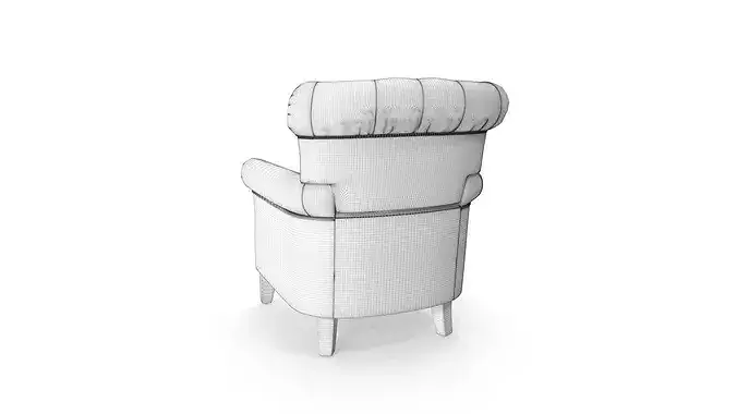 Classic Tufted - Beige Fabric Chesterfield Accent Chair  3D model 2
