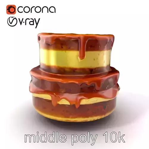 TwoTier Caramel Cake D Model Pack Low-poly 3D model