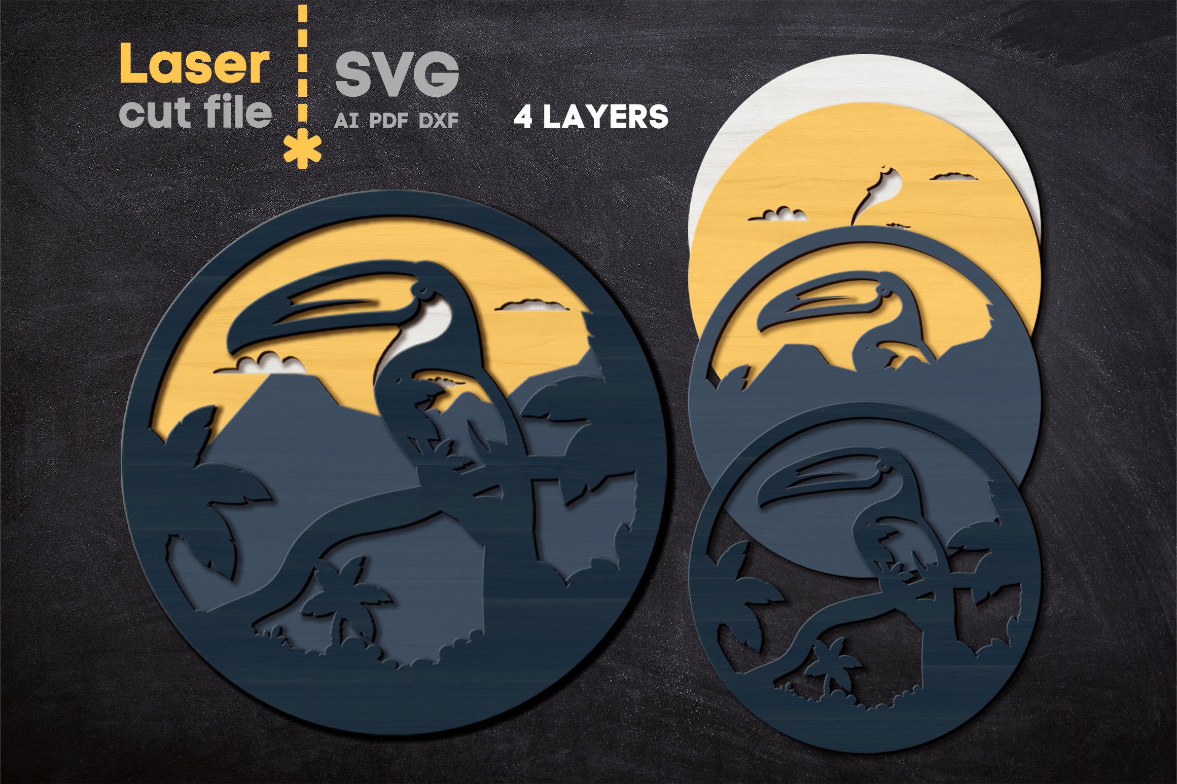 Tropical Birds SVG laser cut files for Glowforge 3