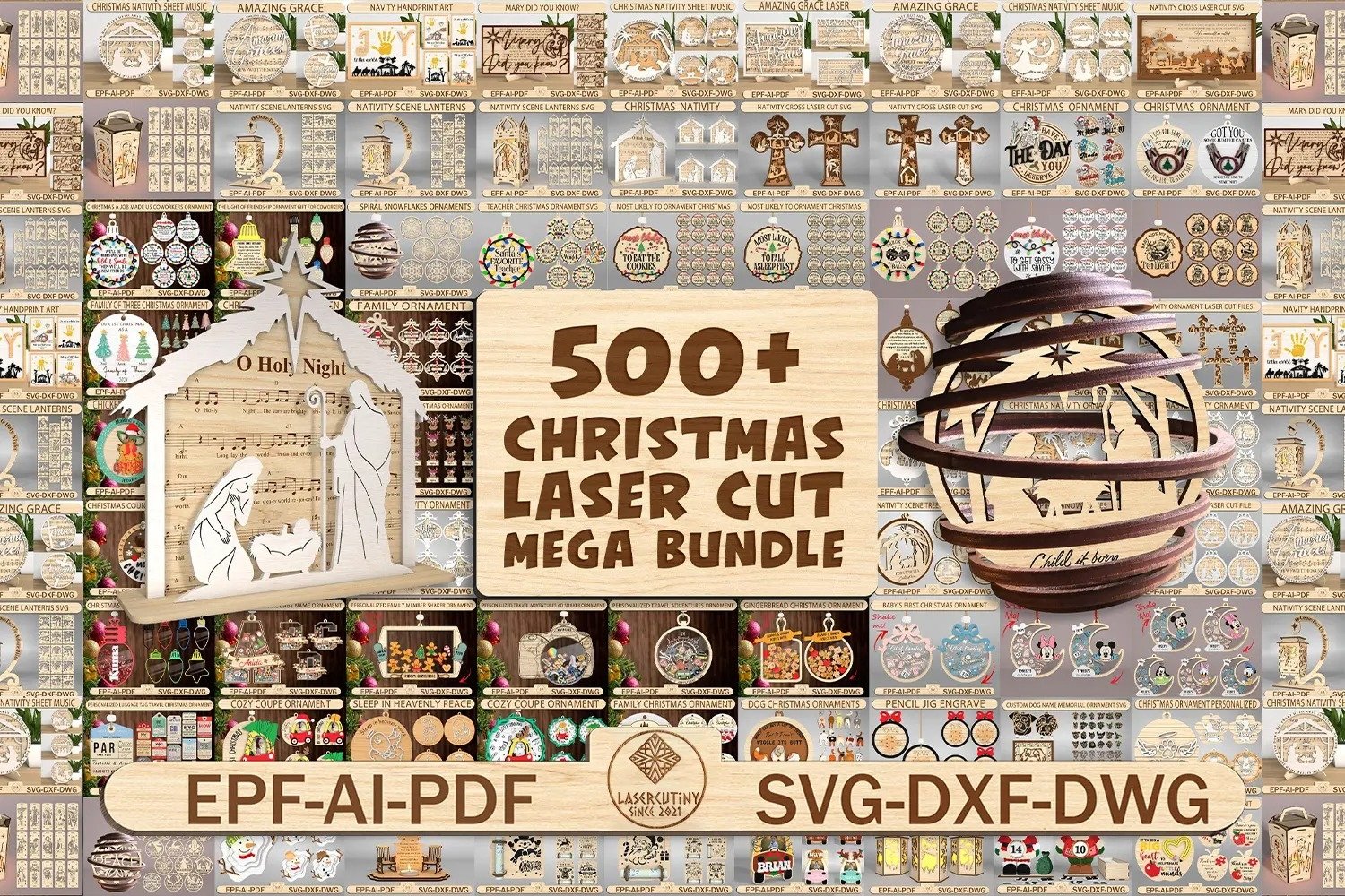 500 Mega Bundle Christmas Laser Cut File Svg