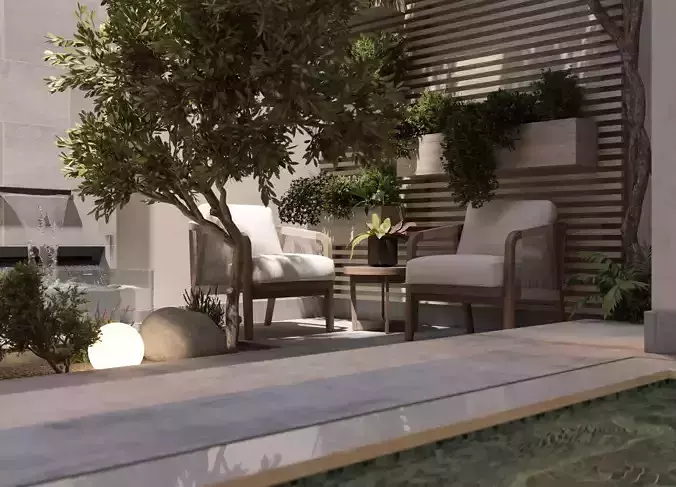 Villa garden landscape - 3D model 02 3D model